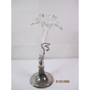 Oneida Silverplate & Blown Art Glass "Amaryllis" Non Reclining Bud Base
